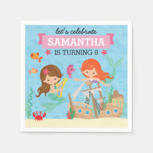 Serviette En Papier Fête d'anniversaire de la sirène