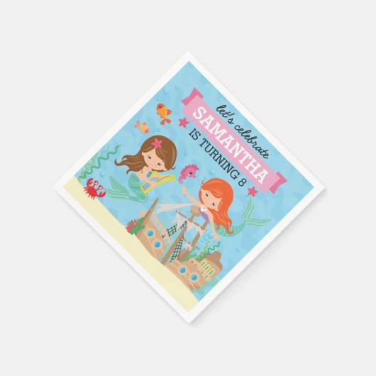 Serviette En Papier Fête d'anniversaire de la sirène (Coin)