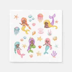 Serviette En Papier Fête d'anniversaire de la sirène
