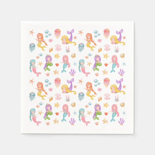 Serviette En Papier Fête d'anniversaire de la sirène (Devant)