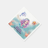 Serviette En Papier Fête d'anniversaire de la Sirène magique (Coin)