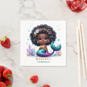 Serviette En Papier Fête d'anniversaire de la Sirène magique