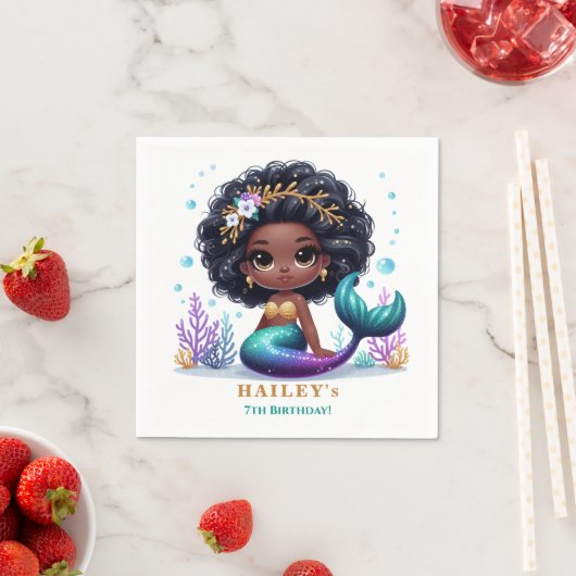 Serviette En Papier Fête d'anniversaire de la Sirène magique (En situation)