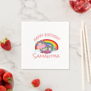 Serviette En Papier fête d'anniversaire de l'arc-en-ciel de licorne