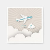 Serviette En Papier Fête d'anniversaire de l'avion - Bleu (Devant)