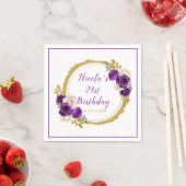 Serviette En Papier Fête d'anniversaire de l'élégante fleur violet fon (En situation)