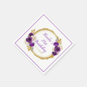 Serviette En Papier Fête d'anniversaire de l'élégante fleur violet fon (Coin)