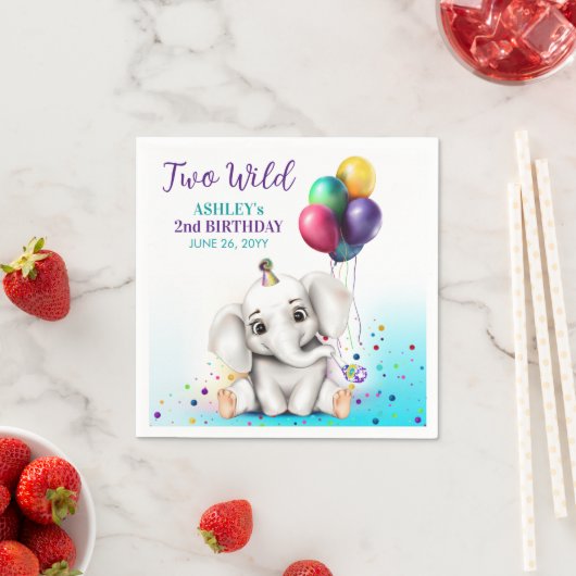 Serviette En Papier Fête d'anniversaire de l'éléphant mignon (En situation)