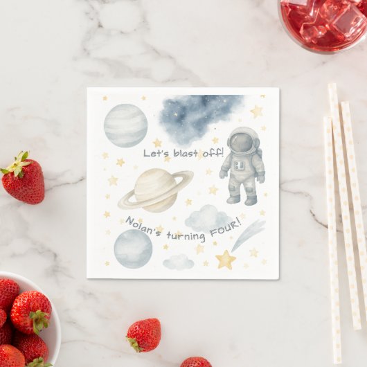 Serviette En Papier Fête d'anniversaire de l'espace cosmique | Rockets (En situation)