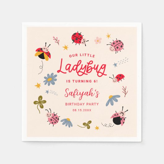 Serviette En Papier Fête d'anniversaire de Little Ladybug Insect (Devant)