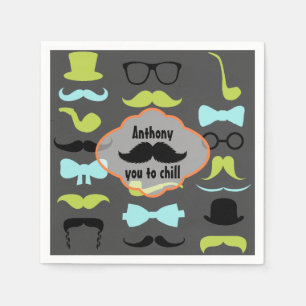 Serviette En Papier Fête d'anniversaire de Little Man Hipster Mustache