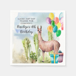 Serviette En Papier Fête d'anniversaire de Llama Serviettes personnali