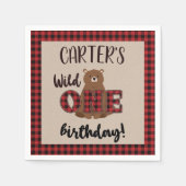 Serviette En Papier Fête d'anniversaire de l'Ours Plaid Wild ONE (Devant)
