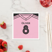 Serviette En Papier Fête d'anniversaire de Miami Rose et Black Soccer (En situation)