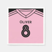 Serviette En Papier Fête d'anniversaire de Miami Rose et Black Soccer (Devant)