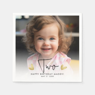 Serviette En Papier Fête d'anniversaire de mignonne enfant année photo