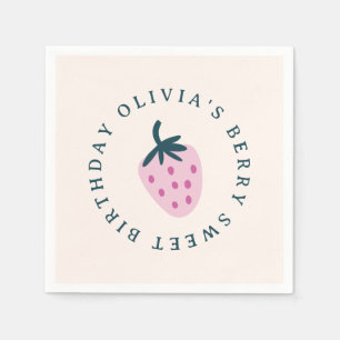 Serviette En Papier Fête d'anniversaire de naissance rose fraise