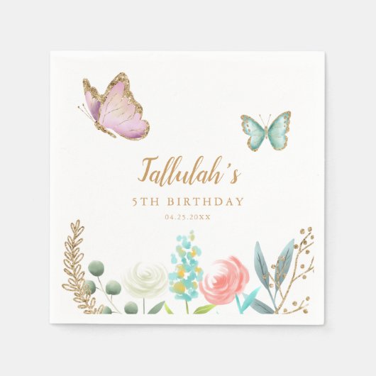 Serviette En Papier Fête d'anniversaire de papillon Garden Girl (Devant)