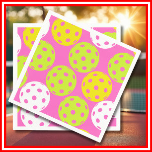 Serviette En Papier Fête d'anniversaire de Pickleball Rose Mignon Spor