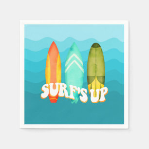 Serviette En Papier Fête d'anniversaire de planche de surf Surfs Up