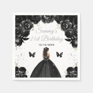 Serviette En Papier Fête d'anniversaire de princesse à peau noire