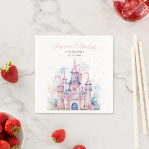 Serviette En Papier Fête d'anniversaire de princesse, Château de princ