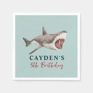 Serviette En Papier Fête d'anniversaire de requins