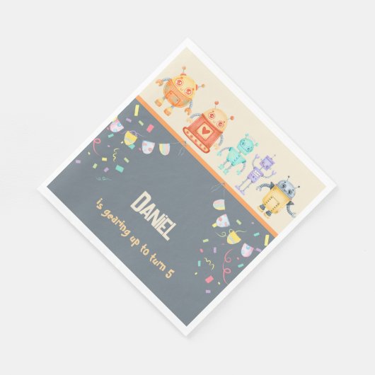 Serviette En Papier Fête d'anniversaire de robots (Coin)