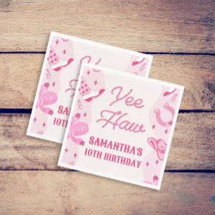 Serviette En Papier Fête d'anniversaire de rodéo de cowgirl rose