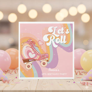 Serviette En Papier Fête d'anniversaire de roller retro