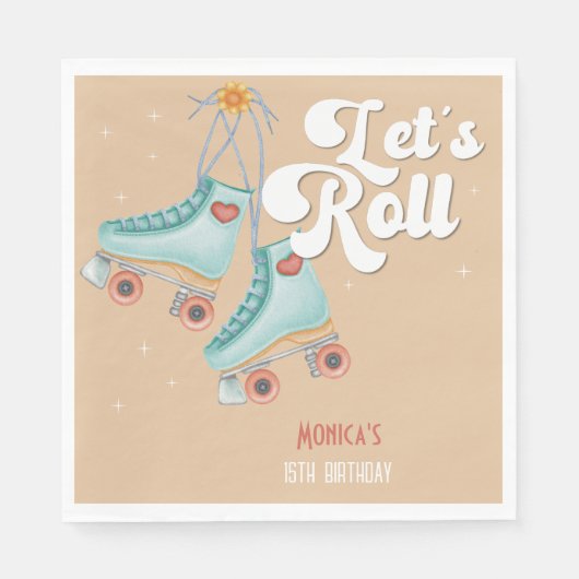 Serviette En Papier Fête d'anniversaire de roller retro (Devant)