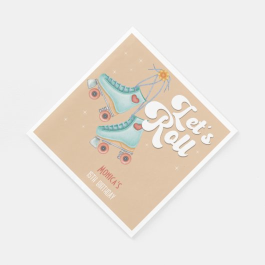 Serviette En Papier Fête d'anniversaire de roller retro (Coin)