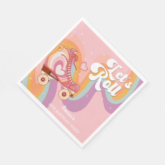 Serviette En Papier Fête d'anniversaire de roller retro (Coin)