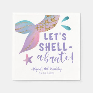 Serviette En Papier Fête d'anniversaire de Shellabrate Mermaid