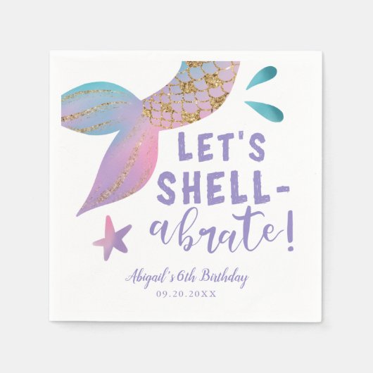 Serviette En Papier Fête d'anniversaire de Shellabrate Mermaid (Devant)