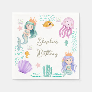 Serviette En Papier Fête d'anniversaire de sirène magique