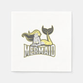 Serviette En Papier Fête d'anniversaire de sirène Naples jaune (Devant)