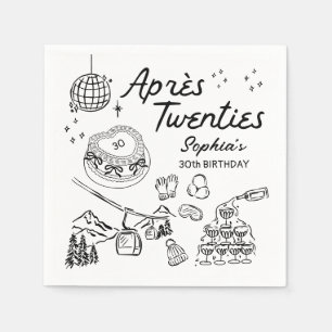 Serviette En Papier Fête d'anniversaire de ski Après-Vingt ans