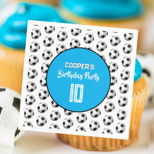 Serviette En Papier Fête d'anniversaire de soccer Garçon Bleu