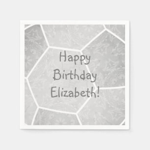 Serviette En Papier fête d'anniversaire de soccer gris argent