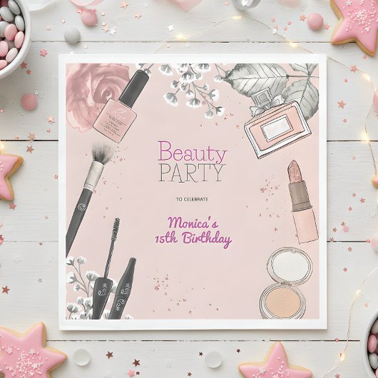 Serviette En Papier Fête d'anniversaire de spa de beauté fille poussié