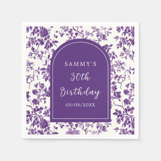 Serviette En Papier Fête d'anniversaire de style chinois antique viole (Devant)