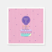 Serviette En Papier Fête d'anniversaire de style rétro (Devant)