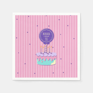 Serviette En Papier Fête d'anniversaire de style rétro