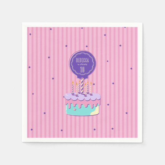 Serviette En Papier Fête d'anniversaire de style rétro (Devant)