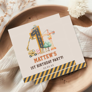Serviette En Papier Fête d'anniversaire de véhicule de construction ré