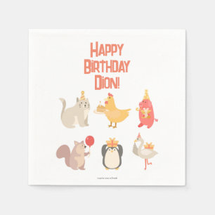 Serviette En Papier Fête d'anniversaire d'enfants heureux Animaux Garç