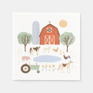 Serviette En Papier Fête d'anniversaire des animaux de ferme