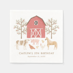 Serviette En Papier Fête d'anniversaire des animaux de ferme