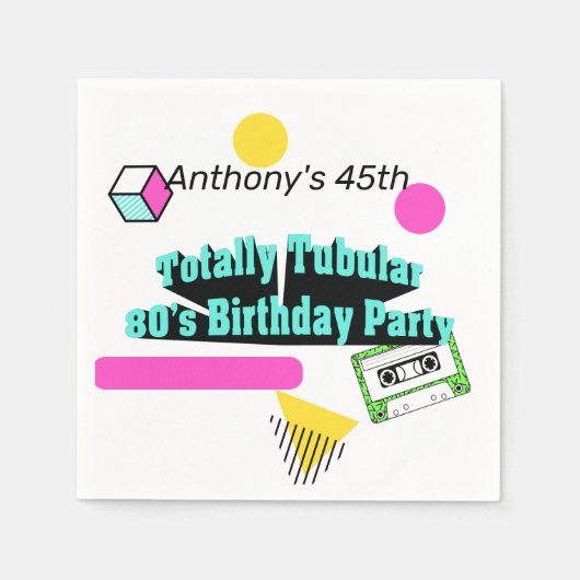 Serviette En Papier Fête d'anniversaire des années 80 (Devant)